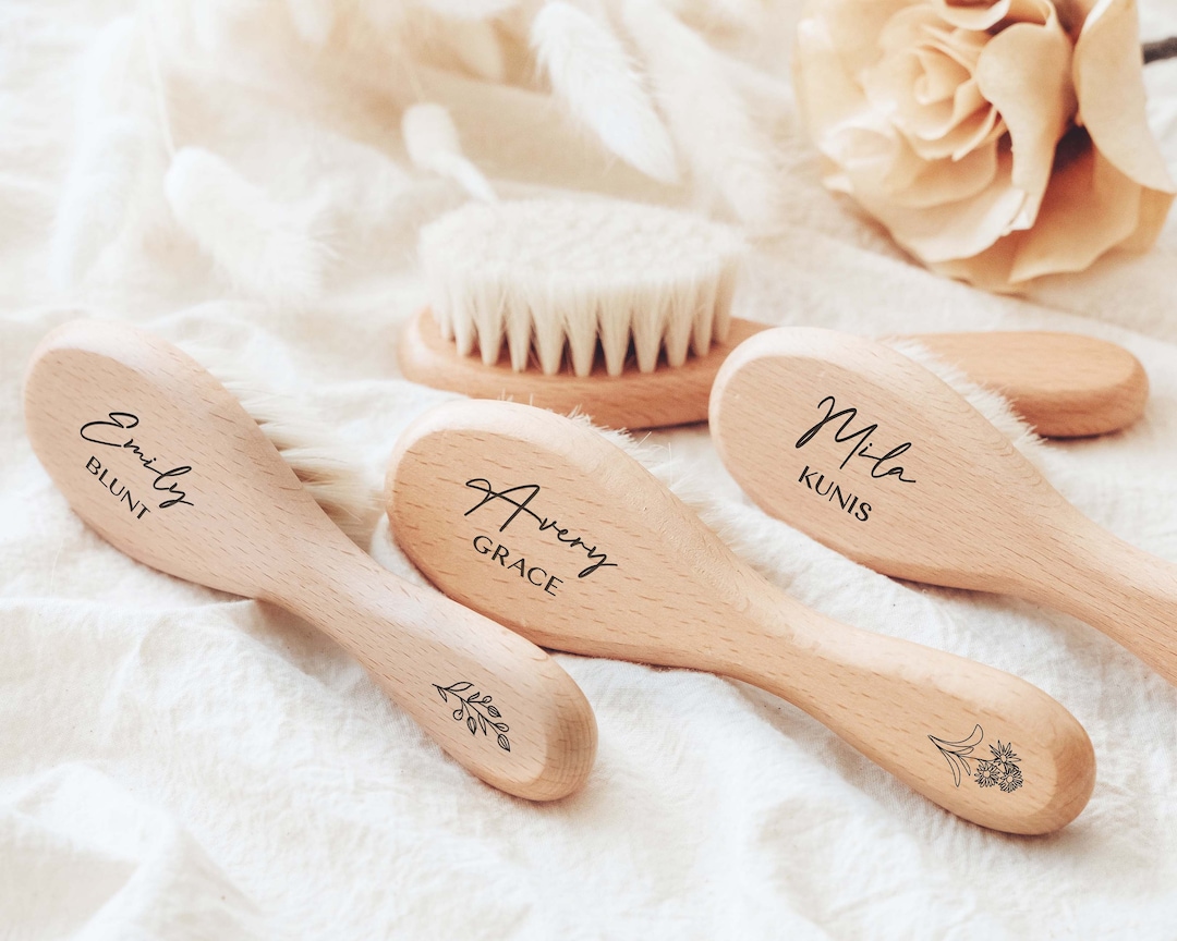 Personalized Baby Hair Brush Set Shower Gift Engraved Baby Brush