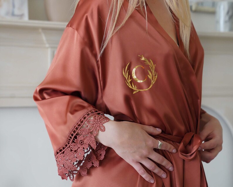 Bridal Party Robes, Personalized Bridesmaid Gift, Monogrammed Satin, Getting Ready Robe, Bride Robe, Bridal Shower, Bachelorette [SCL] image 12