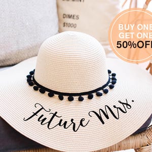 Cappello da spiaggia per sposa, cappello da sole personalizzato, regalo per addio al nubilato, cappellino da spiaggia, bomboniere, regali di nozze, luna di miele, regali per damigelle d'onore [W]