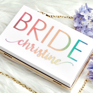 Bride Gifts Clutch | Personalized Acrylic Clutch | Bride Purse | Bridal Shower Favors | Personalized Gift for Bride | Bridal Party Gifts