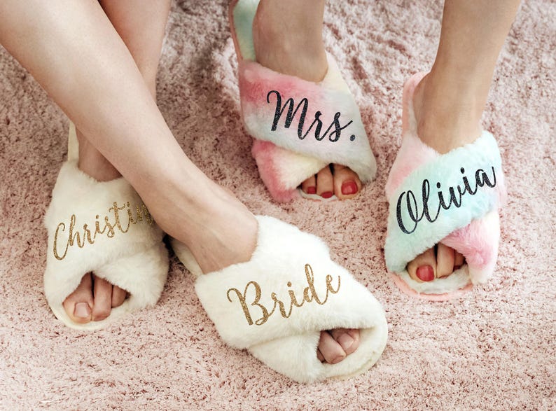 Bridesmaid Proposal, Personalized Fluffy Slippers, Custom Name Wedding Gifts, Bridesmaids Gifts , Bachelorete Party, Bridal Party Gifts image 8