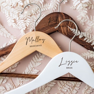 Custom Bridesmaid Hangers | Personalized Hangers for Wedding Dress |Custom Name Engraved Wooden Hanger | Wedding Gifts | Bridesmaid Proposal