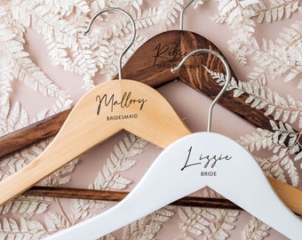 Custom Bridesmaid Hangers | Personalized Hangers for Wedding Dress |Custom Name Engraved Wooden Hanger | Wedding Gifts | Bridesmaid Proposal