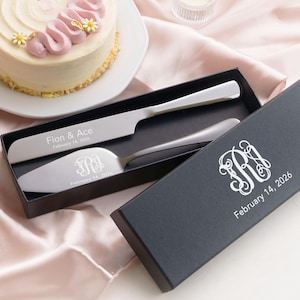 Personalized Cake Cutting Set: Cake Cutter and Serving Set Gift for Wedding, Bridal Shower, Housewarming, Anniversary Keepsake