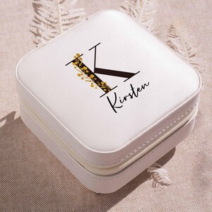 Custom Initial Travel Jewelry Box, Personalized Jewelry Case for Bridesmaid Proposal, Bridal Shower Gift, Travel Essentials [JB01] image 5