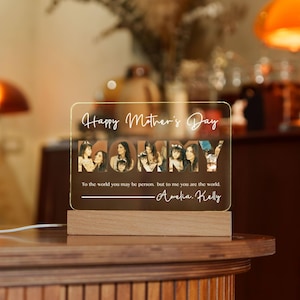 Cadeau moeder, aangepaste fotolamp, gedenkplaat, gepersonaliseerd cadeau voor haar, woondecoratie