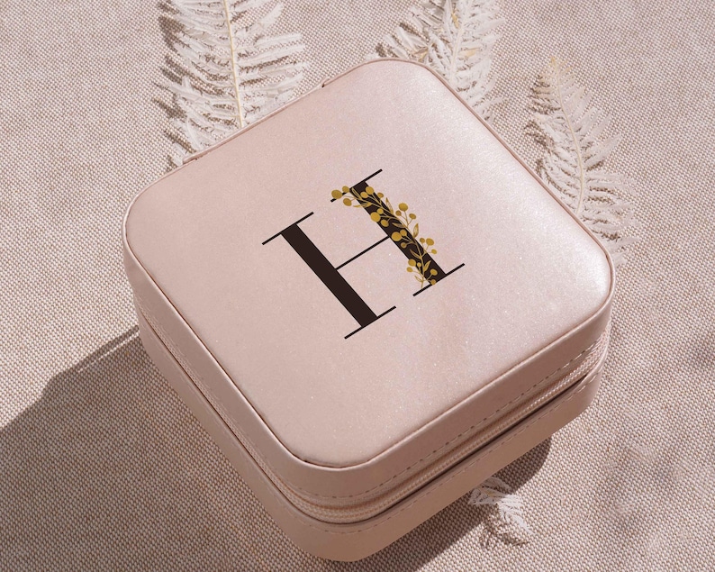 Custom Initial Travel Jewelry Box, Personalized Jewelry Case for Bridesmaid Proposal, Bridal Shower Gift, Travel Essentials [JB01] image 7