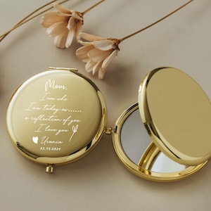 Compact Mirror Personalized Mom Gifts, Custom Pocket Mirror, Engraved Compact Mirror, Birthday Gift for Her