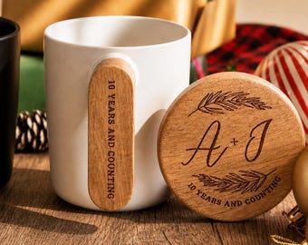 Personalized Ceramic Mug, Wedding Gift for Couple, His and Her Matching Cups
