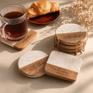 Custom Coasters Set, Housewarming Gift, Personalized Cutting Board Coaster, Wedding Gifts