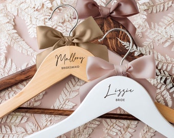 Custom Bridesmaid Hangers | Personalized Hangers for Wedding Dress |Custom Name Engraved Wooden Hanger | Wedding Gifts | Bridesmaid Proposal