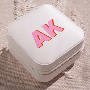 Shadow Monogram Jewelry Case Valentines Day Gifts Best Friend Christmas Gifts Personalized Travel Jewelry Box Bridesmaid Proposal image 1