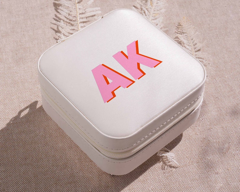 Shadow Monogram Jewelry Case Valentines Day Gifts Best Friend Christmas Gifts Personalized Travel Jewelry Box Bridesmaid Proposal image 1