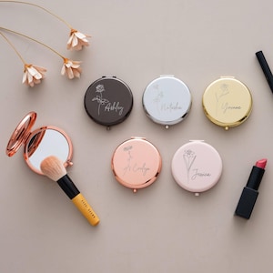 Engraved Compact Mirror, Custom Pocket Mirror, Birthday Gifts for Her, Gifts for Best Friend, Bridesmaid Gift