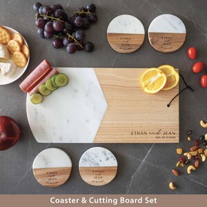 Custom Coasters Set, Housewarming Gift, Personalized Cutting Board Coaster, Wedding Gifts image 15