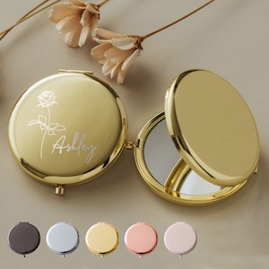 Custom Compact Mirror Bridesmaid Proposal Gifts Best Friend Birthday Gifts Personalized Gifts for Women Pocket Mirror Gift for Mom 画像 1