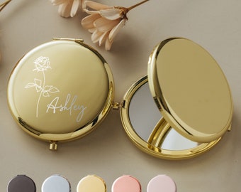 Miroir compact personnalisé | Cadeaux pour proposition de demoiselle d'honneur | Meilleurs cadeaux d'anniversaire pour amis | Cadeaux personnalisés pour femmes | Miroir de poche | Cadeau pour maman