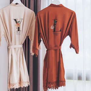 Bridesmaid Robes, Bridal Robe, Silky Chunky Lace Robe, Bridesmaid Gifts, Bridal Party Gift, Wedding Getting Ready  [SCL]