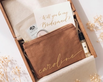 Bridesmaid Makeup Bags, Custom Wedding Gift, Personalized Bridal Party Gifts, Custom Script Name Pouch, Small Makeup Bag [MUB-0105]