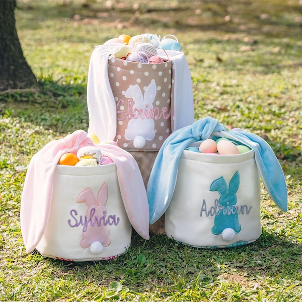 Gestickter Baby-Geschenkkorb, Kinderzimmer-Dekor, personalisierte neugeborene Geschenke