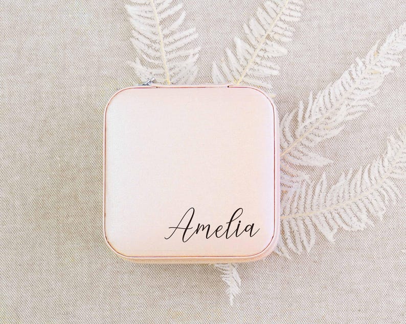 Custom Initial Travel Jewelry Box, Personalized Jewelry Case for Bridesmaid Proposal, Bridal Shower Gift, Travel Essentials [JB01] image 6