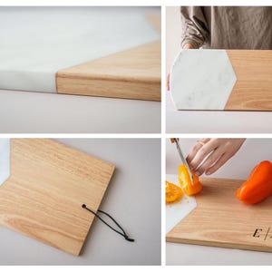 Custom Serving Tray, Wood Cutting Board, Marble Coaster Set: Wedding, Housewarming, Christmas image 7