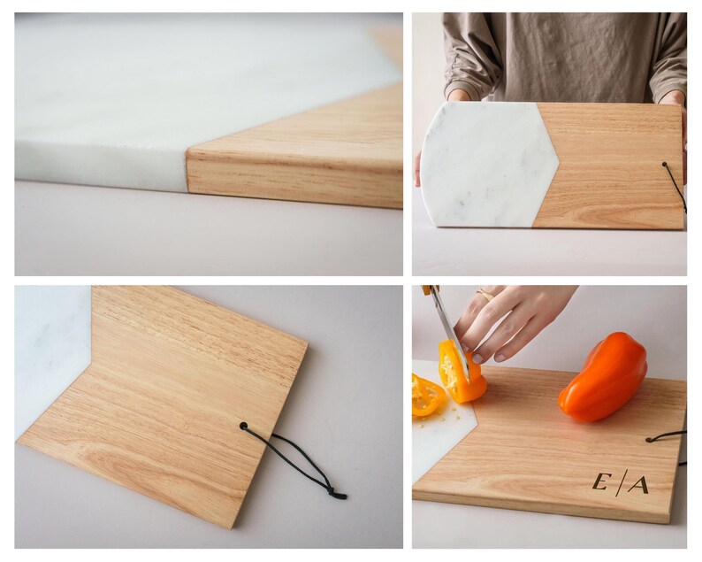 Custom Serving Tray, Wood Cutting Board, Marble Coaster Set: Wedding, Housewarming, Christmas image 7