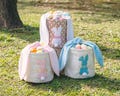 Kids Easter Basket | Custom Embroidered Easter Basket | Easter Bunny Tail Bag for Boy & Girl | Bunny Baskets for Easter Gifts Holliday Gift