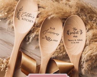 Regalo de boda, cuchara de madera de haya personalizada, regalos personalizados para el nuevo hogar, inauguración de la casa [R]