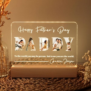 Personalized Photo Lamp Father&#39;s Day Gifts from Daughter, Custom Night Light , Unique Gifts for Dad Grandpa, Photo Night Light