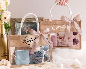 Personalisierte Sackleinen, Brautjungfer Taschen, Strandtasche, Tote, Strohtasche, Brautjungfer Vorschlag, Hochzeitsgeschenk, Jutetasche, Geschenk für Sie