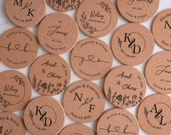 Wedding Favors, Personalized Cork Coasters, Housewarming Gifts, Custom Home Decor