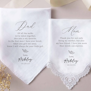 Custom Wedding Handkerchief Mothers Day Gifts | Personalized Handkerchief | Wedding Day Gift | Father of Bride Groom Gift | Handkerchief Men