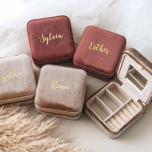 Personalized Velvet Jewelry Box | Bridesmaid Gifts Proposal | Custom Travel Jewelry Case | Wedding Gifts | Birthday Gifts for Best Friend