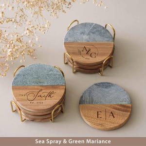 Custom Coasters Set, Housewarming Gift, Personalized Cutting Board Coaster, Wedding Gifts image 11