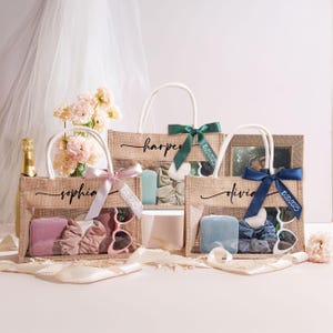 Sac en toile de jute personnalisé, sac pour demoiselles d'honneur, sac de plage, cabas, sac en paille, demande en mariage, cadeau de mariage, sac en jute, cadeau pour elle image 7