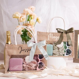 Sac en toile de jute personnalisé, sac pour demoiselles d'honneur, sac de plage, cabas, sac en paille, demande en mariage, cadeau de mariage, sac en jute, cadeau pour elle image 6