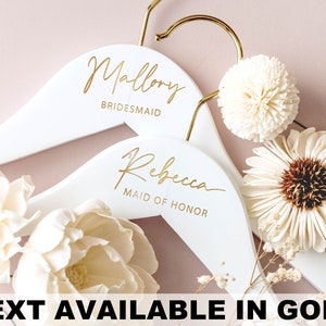 Personalized Gold Hook Bride Hanger for Wedding Dress, Custom Gold Name Engraved Wooden Hanger, Bridesmaid, Maid of Honor