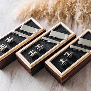 Groomsmen Proposal | Personalized Cuff Links Money Clip Tie Clip Set | Custom Groomsmen Gifts Box | Fathers Day Gift | Best Man Gifts