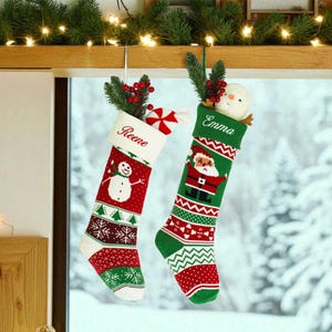 2025 Custom Knitted Christmas Stocking with Embroidered Name: Earthy Cottage Home Decor, Family Christmas Gift [IXMS-S]