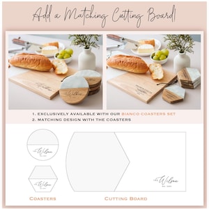 Bridal Shower Gift, Personalized Coasters, Housewarming Gifts, Custom Coaster Set, Marble and Wood image 9