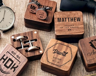 Set of 4, 5, 6 7 Cufflinks Set | Groomsmen Proposal | Personalized Wooden Cufflinks | Bulk Groomsmen Gifts | Bachelor Party Gifts