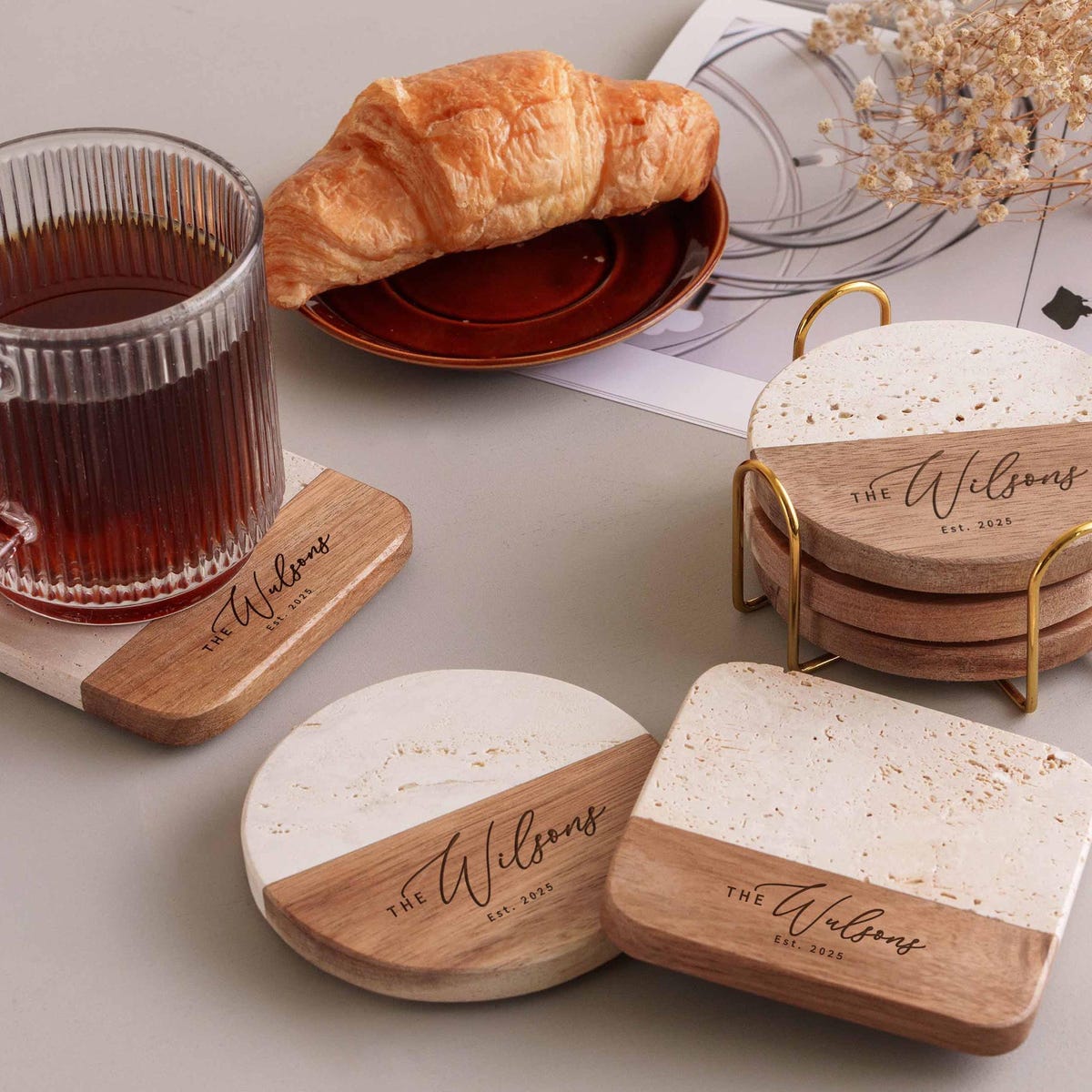 Custom Coasters Set of 4, Housewarming Gift, Personalized Cutting Board Coaster, Wedding Gift [WW] - Etsy