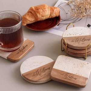 Custom Coasters Set, Housewarming Gift, Personalized Cutting Board Coaster, Wedding Gifts