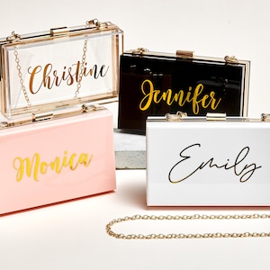 Mrs Purse Bride Clutch | Bride Gift Personalized Acrylic Clutch | Custom Bridal Shower Gift | Bachelorette Party Mother's Day Gift for Her
