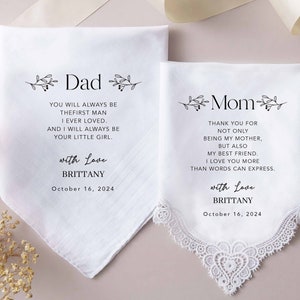 Custom Wedding Handkerchief Mother of the Groom Personalized Lace Handkerchief Wedding Day Gift Father of Bride, Groom zdjęcie 6