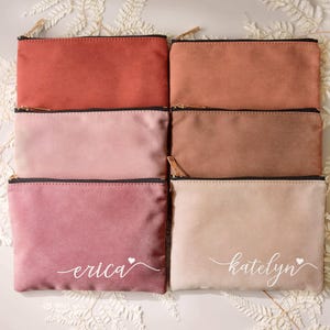 Personalized Makeup Bag with Gold Name, Bridesmaid Proposal Gift, Custom Canvas Cosmetic Pouch, Bachelorette Party Favors [MUB-0105] image 17