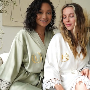 Front & Back Personalization for Silky Chunky Lace Robe, Bridesmaid Robes, Bridal Robe, Wedding Robes, Bridesmaid Proposal Gifts  [SCL]