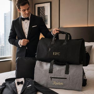 Bulk Groomsmen Garment Bags, Suit Saver Set of 4-10, Mens Duffle Bag, Travel Weekender