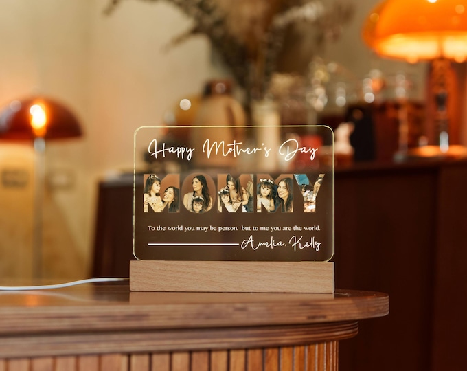 Mom Gifts, Custom Photo Light, Song Plaque, Personalized Gift for Her, Home Decor